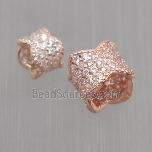 Sterling Silver beads paved zircon, rose gold