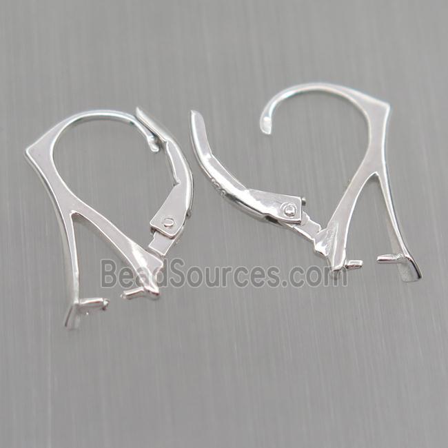 Sterling Silver Leaveback Earrings, platinum plated