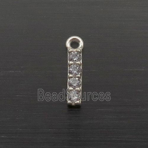 Sterling Silver I-Letter Pendant Pave Zircon