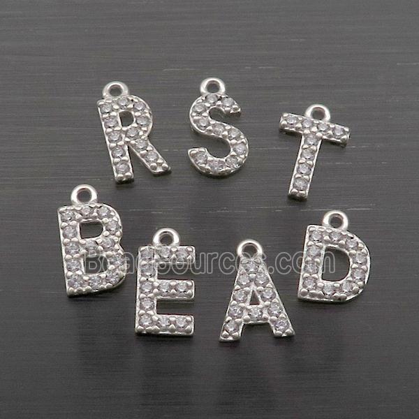 Sterling Silver Letter Pendant Pave Zircon Mix Alphabet