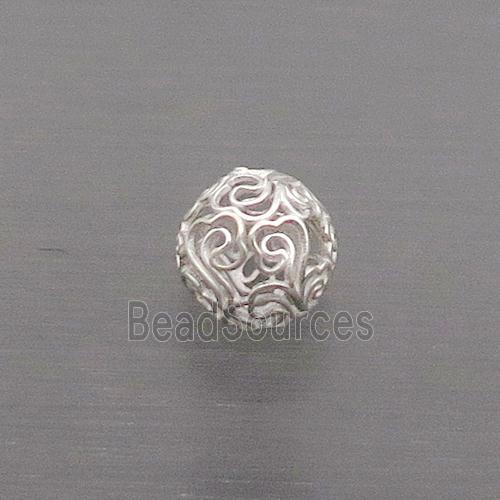 Sterling Silver Beads Round Hollow