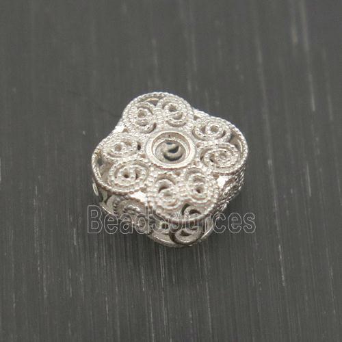 Sterling Silver Beads Square Hollow