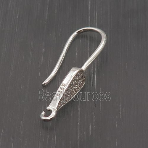 Sterling Silver Hook Earring Pave Zircon