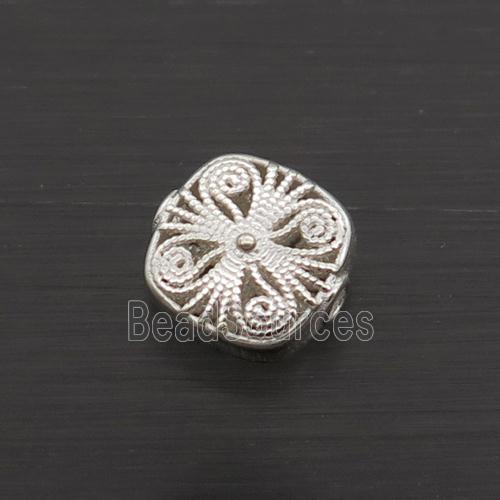 Sterling Silver Beads Square Hollow