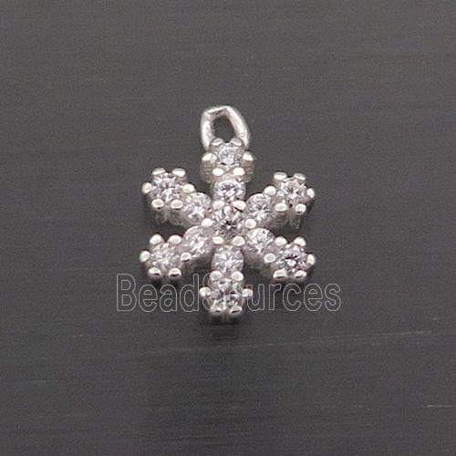 Sterling Silver Snowflake Pendant Pave Zircon Christmas