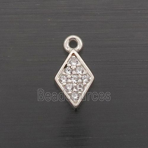 Sterling Silver Pendant Rhombus Pave Zircon