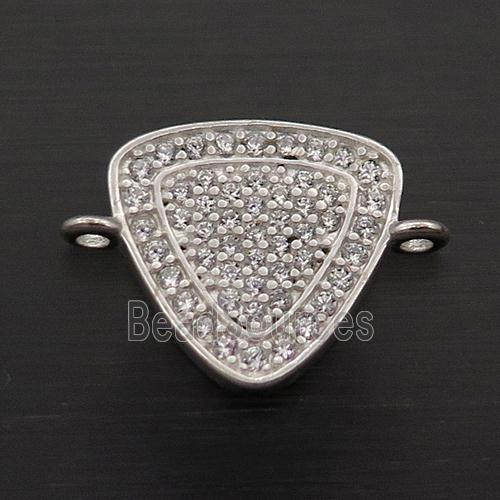 Sterling Silver Triangle Connector Pave Zircon