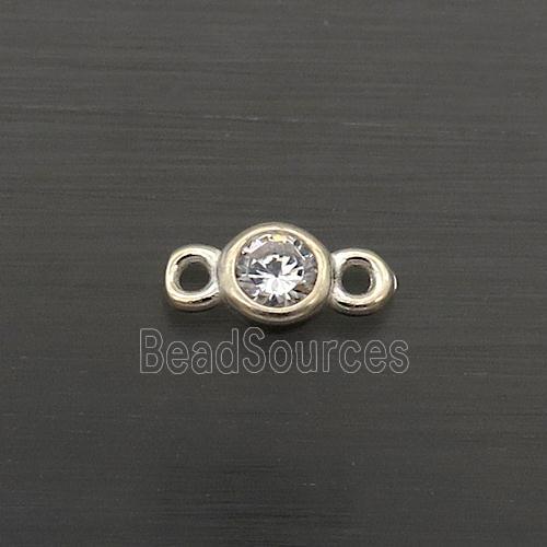 Sterling Silver Connector Pave Crystal Glass