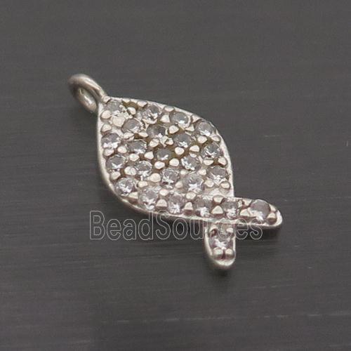 Sterling Silver Fish Pendant Pave Zircon