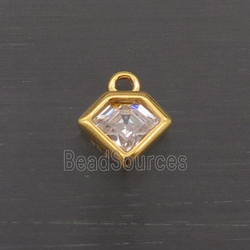 Sterling Silver Polygon Pendant Pave Crystal Gold Plated