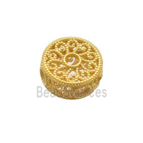 Sterling Silver Beads Button Hollow Gold Plated