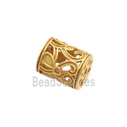 Sterling Silver Beads Tube Hollow Gold Plated