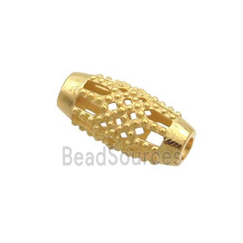 Sterling Silver Beads Rice Hollow Gold Plated