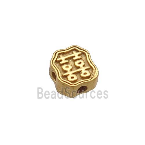 Sterling Silver Beads Square Lucky Gold Plated