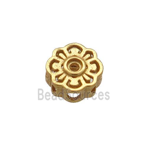 Sterling Silver Beads Flower Hollow Gold Plated