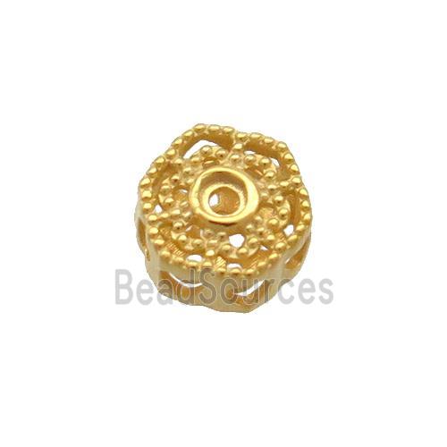 Sterling Silver Beads Hexagon Hollow Gold Plated