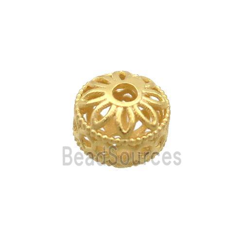 Sterling Silver Beads Rondelle Hollow Gold Plated