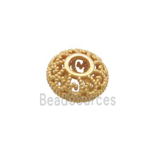 Sterling Silver Beads Rondelle Hollow Gold Plated