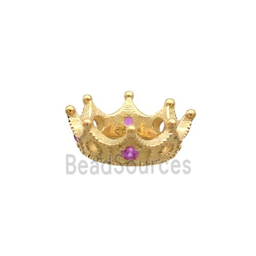 Sterling Silver Beads Crown Pave Zircon Gold Plated