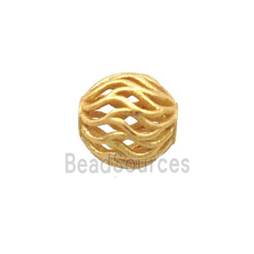 Sterling Silver Beads Round Hollow Gold Plated