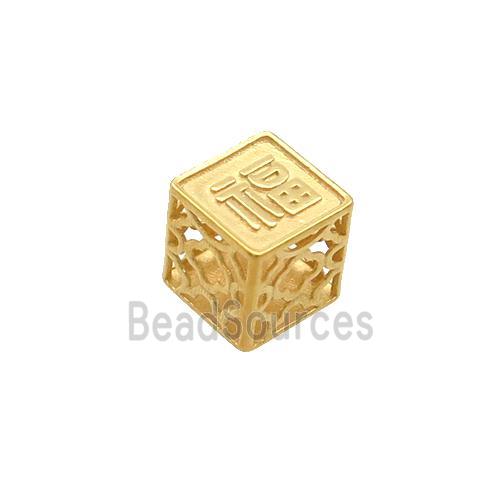 Sterling Silver Cube Beads Lucky Gold Plated