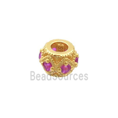 Sterling Silver Round Beads Pave Zircon Gold Plated