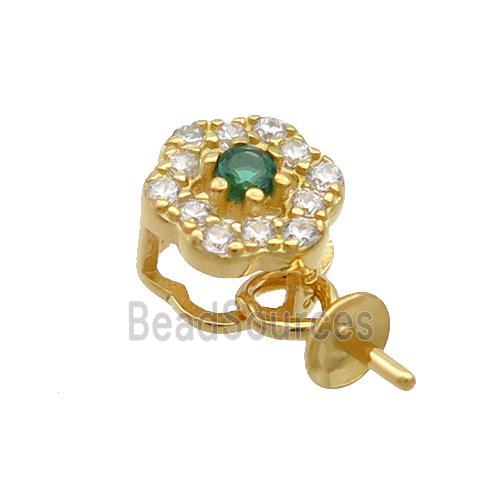 Sterling Silver Bail Pave Zircon Pad Gold Plated