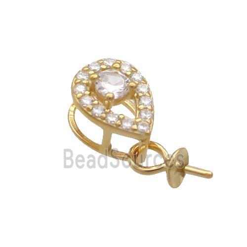 Sterling Silver Bail Pave Zircon Pad Gold Plated