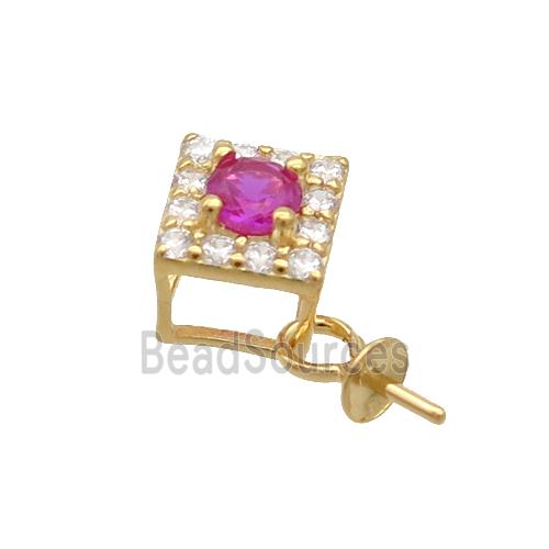 Sterling Silver Bail Pave Zircon Pad Gold Plated