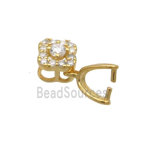 Sterling Silver Pinch Bail Pave Zircon Clasp Gold Plated