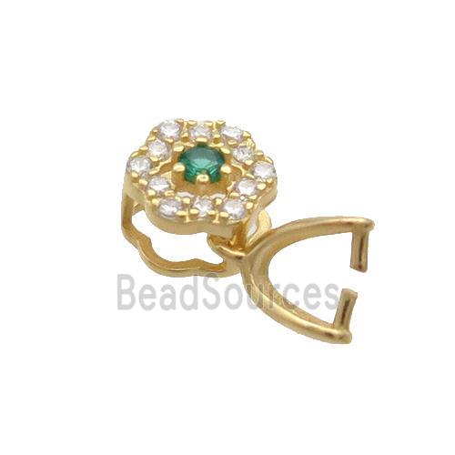 Sterling Silver Pinch Bail Pave Zircon Clasp Gold Plated