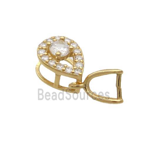 Sterling Silver Pinch Bail Pave Zircon Clasp Gold Plated