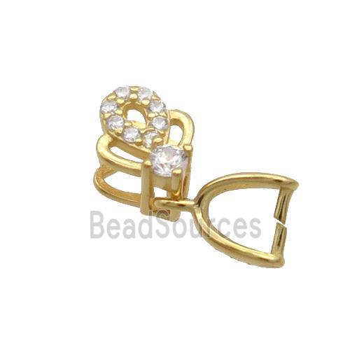 Sterling Silver Pinch Bail Pave Zircon Clasp Gold Plated