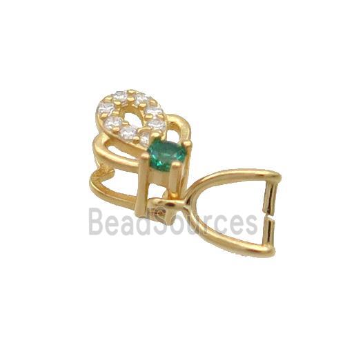 Sterling Silver Pinch Bail Pave Zircon Clasp Gold Plated