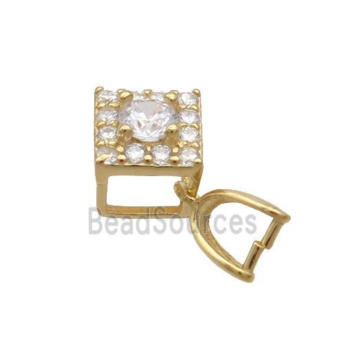 Sterling Silver Pinch Bail Pave Zircon Clasp Gold Plated