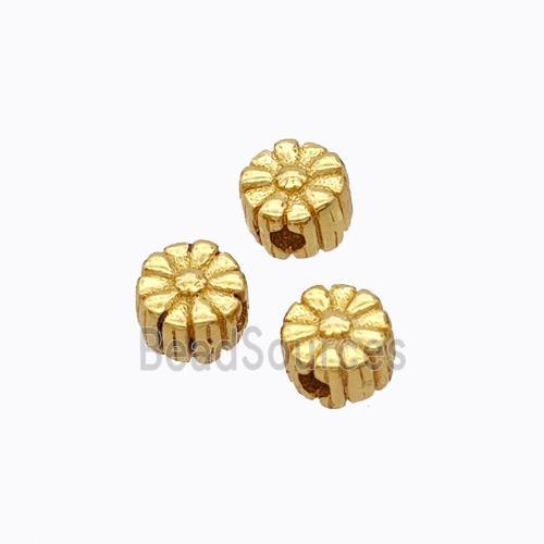 925 Sterling Silver Daisy Flower Beads Gold Plated