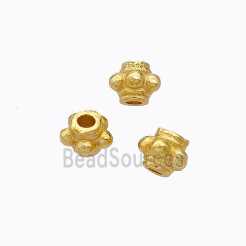 925 Sterling Silver Flower Beads Gold Plated