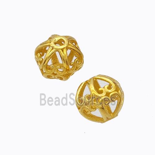 925 Sterling Silver Round Beads Hollow Gold Plated