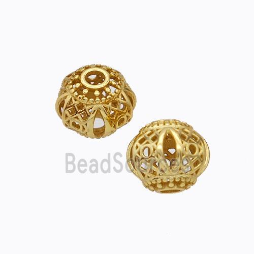 925 Sterling Silver Rondelle Beads Hollow Gold Plated