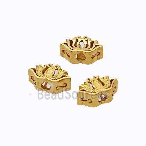 925 Sterling Silver Lotus Beads Hollow Flower Gold Plated