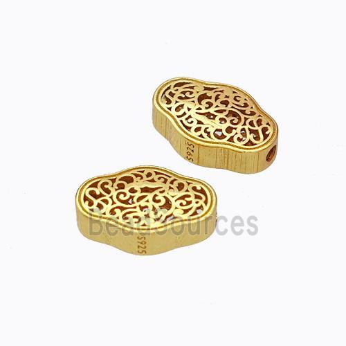 925 Sterling Silver Beads Hollow Gold Plated