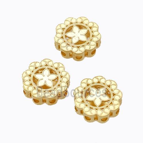 925 Sterling Silver Flower Beads Hollow Gold Plated