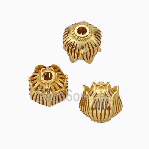 925 Sterling Silver Lotus Flower Beads Gold Plated