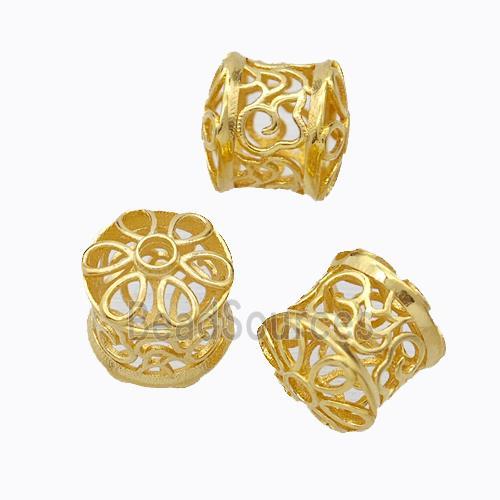 925 Sterling Silver Tube Beads Hollow Gold Plated