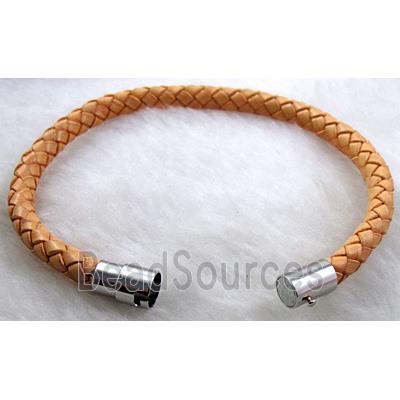 Leather Rope  Bracelets, magnetic clasp, brown