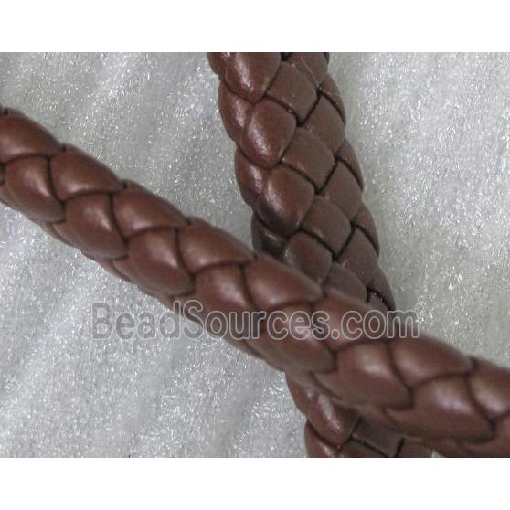 PU leather Cord, coffee, braided