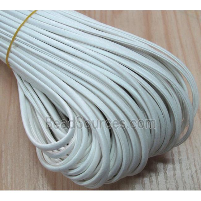 PU leather Cord, flat, white