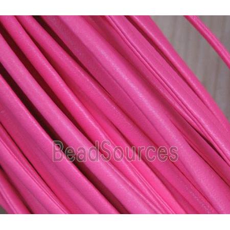 PU leather Cord, flat, hotpink