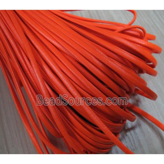 PU leather Cord, flat, orange