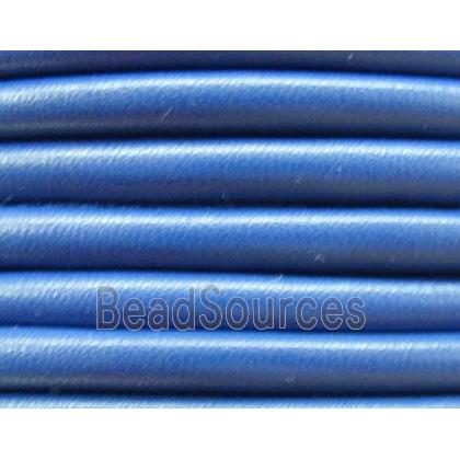 PU Leather Cord, round, blue